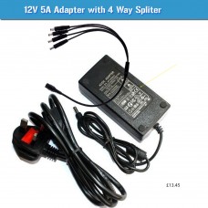 CCTV POWER SUPPLY 12V 5A 4X SPLITTER